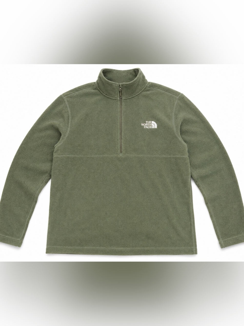 The North Face Mens Olive Green Quarter-Zip Fleece Pullover Sweater Large - Picture 1 of 4